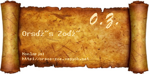 Orsós Zoé névjegykártya